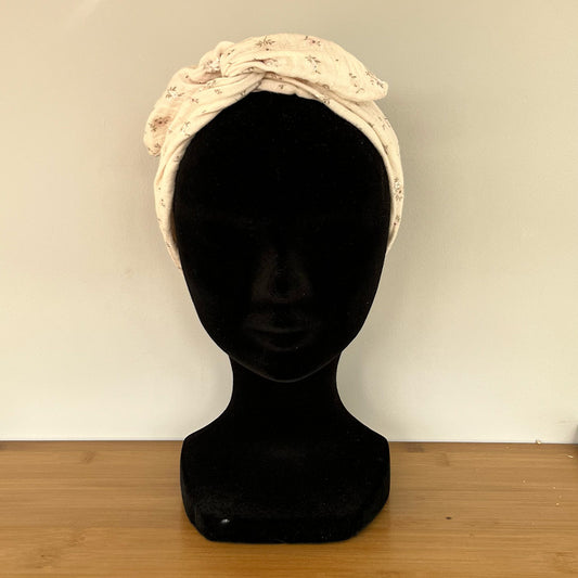 BANDEAU CHEVEUX MODULABLE FAIT MAIN Gaze de Coton Fleurs rose | L'ATELIER D'ÉLISE