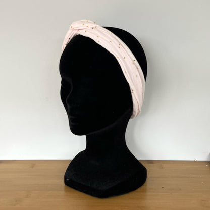 Bandeau de fil - Gaze de Coton rose à pois doré