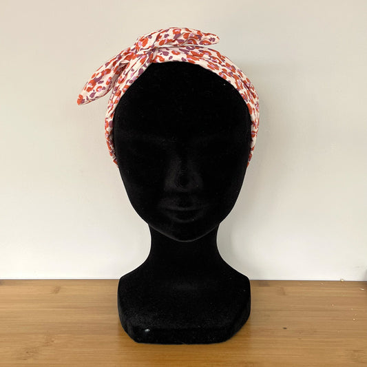 BANDEAU CHEVEUX MODULABLE FAIT MAIN Coton léopard corail | L'ATELIER D'ÉLISE