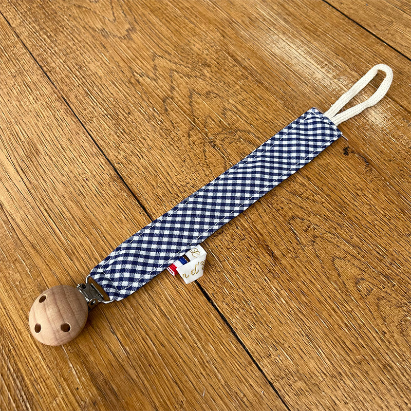 Attache tétine - Vichy bleu marine