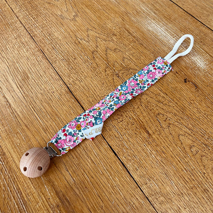 Attache tétine - Liberty rose