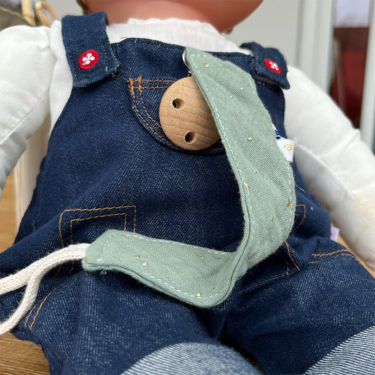 Attache tétine - Gaze de coton vert