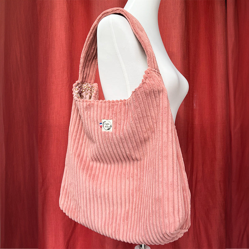 Sac Boho - Velours côtelé rose
