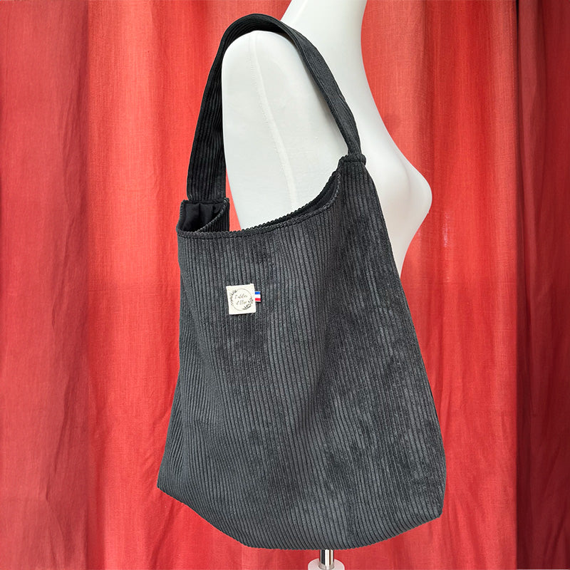 Sac Boho - Velours côtelé noir