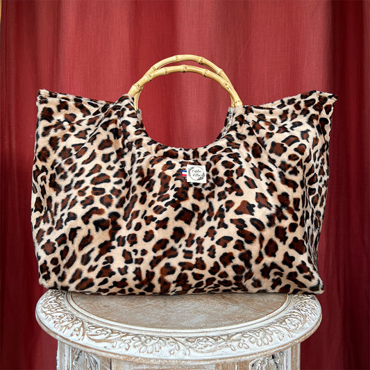 Sac cabas imperméable anses bambou - Léopard