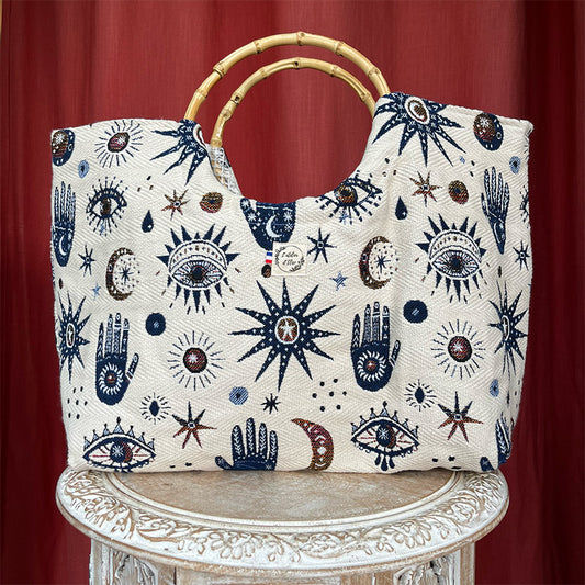 Sac cabas imperméable anses bambou - Galaxie