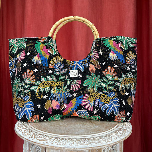 Sac cabas imperméable anses bambou - Jungle