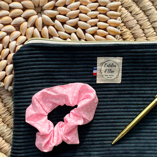 CHOUCHOU FAIT MAIN Rose à pois blanc  | L'ATELIER D'ÉLISE