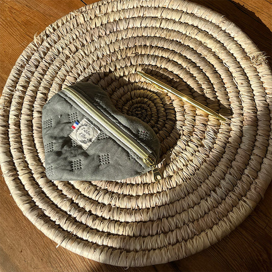 Porte-monnaie coeur - Coton Vert Matelassé