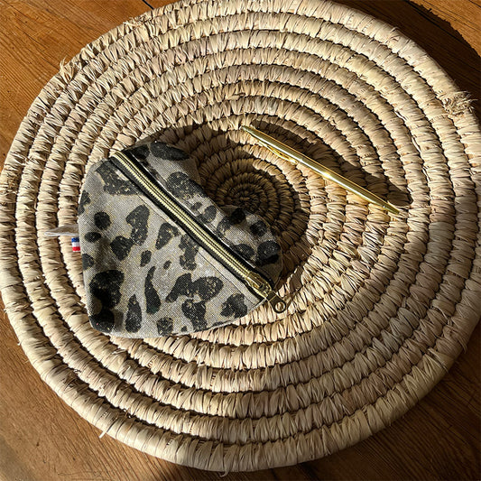 Porte-monnaie coeur - Léopard gris