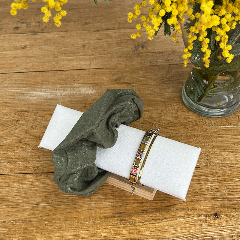 Maxi chouchou - Gaze de coton kaki irisé