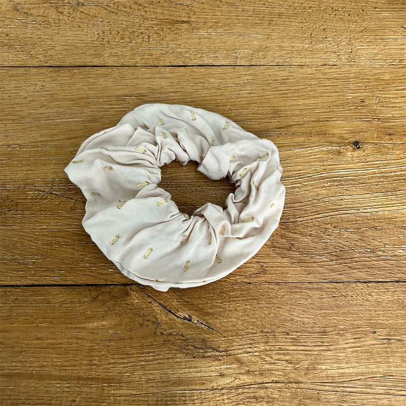 Maxi chouchou - Viscose beige & plumettis dorés