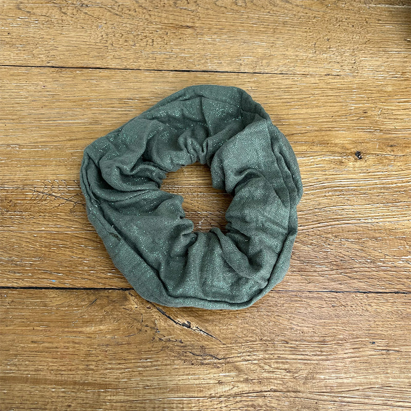 Maxi chouchou - Gaze de coton kaki irisé