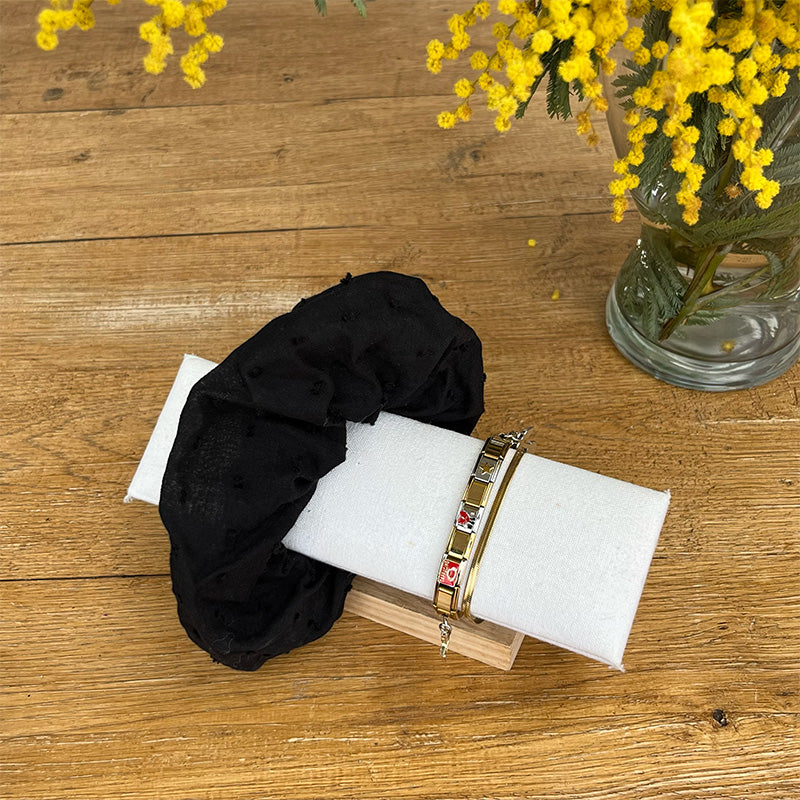 Maxi chouchou - Coton noir plumetis