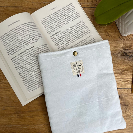 Pochette à livre/liseuse en tissu - Coton épais blanc