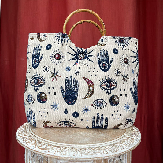 Sac cabas imperméable anses bambou - Galaxie