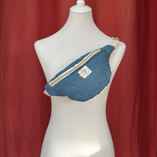 Sac Banane Enfant Fait Main jean à pois doré | L'Atelier d'Élise