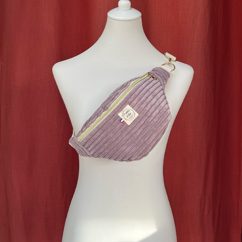 Sac Banane Enfant Fait Main velours mauve| L'Atelier d'Élise