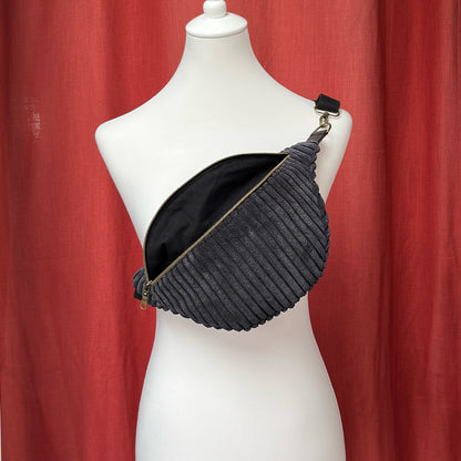 Sac banane - Velours côtelé noir