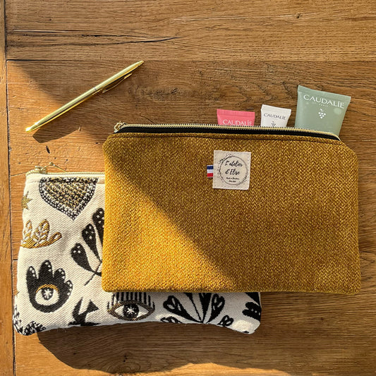 TROUSSE FAIT MAIN jacquard moutarde | L'ATELIER D'ÉLISE