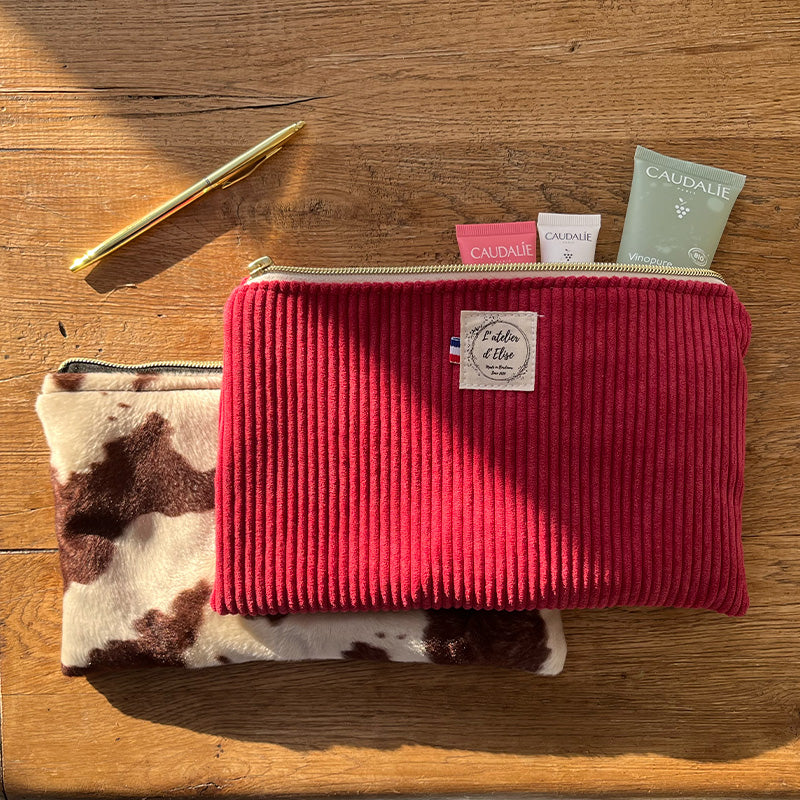 Trousse - Velours côtelé fuschia