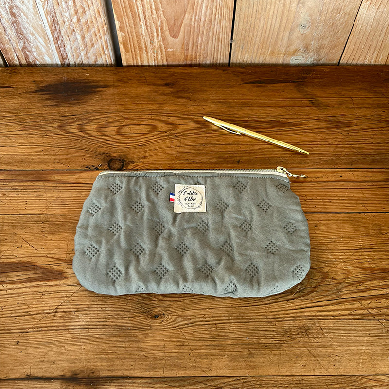 Pochette arrondie - Coton matelassé kaki