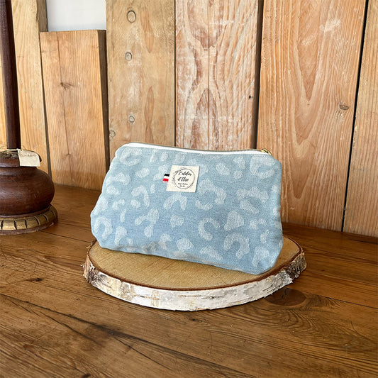 Pochette arrondie - Jean léopard bleu