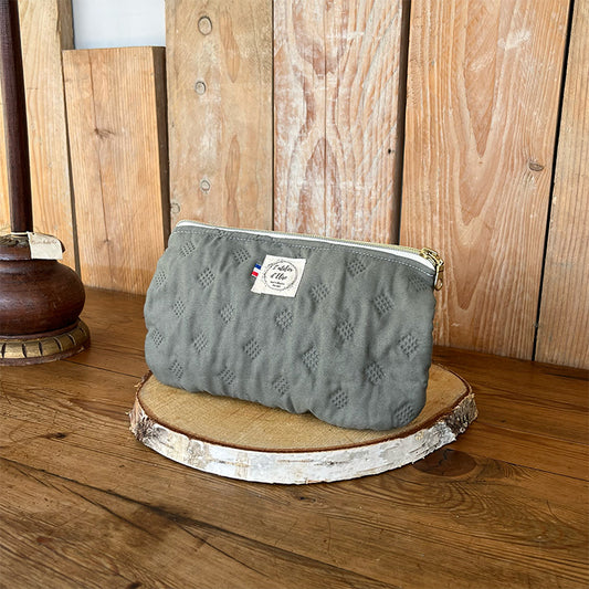 Pochette arrondie - Coton matelassé kaki