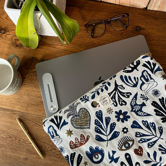 Housse d'ordinateur 15" - Jacquard Mage bleu