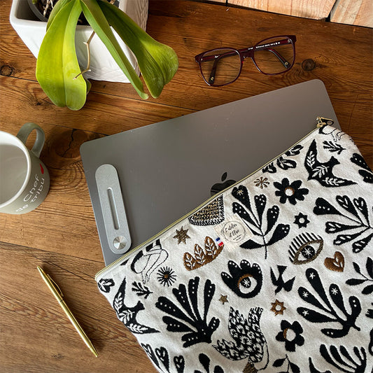 Housse d'ordinateur 15" - Jacquard Mage noir