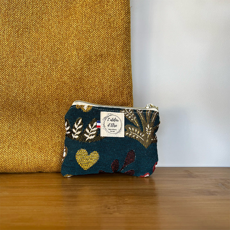 Porte monnaie - Jacquard Corail bleu
