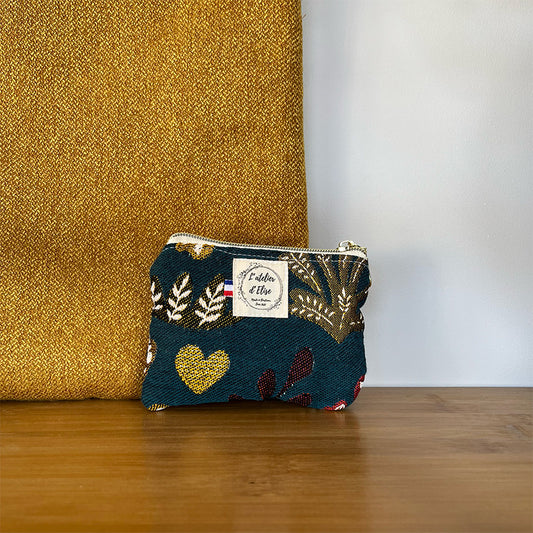 Porte monnaie - Jacquard Corail bleu