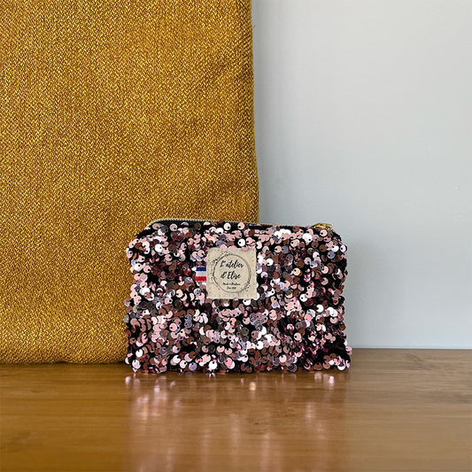 Porte monnaie sequins rose