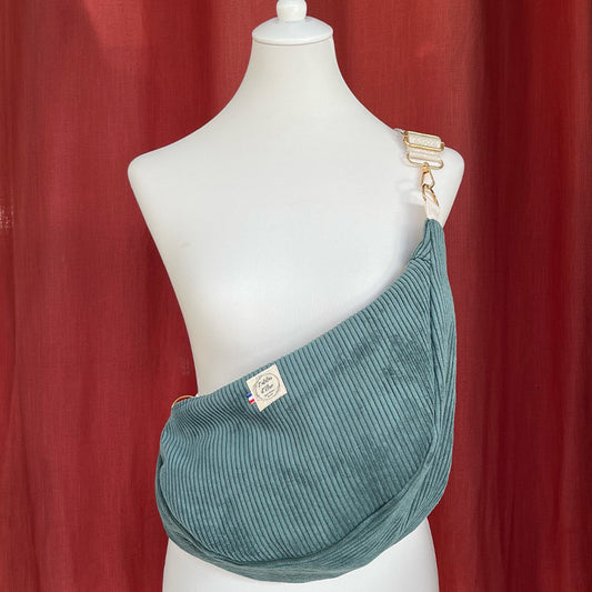 Sac demi-lune - Velours côtelé vert