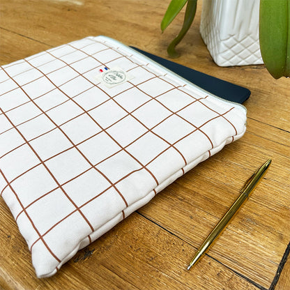 Pochette tablette 13" - Coton quadrillé