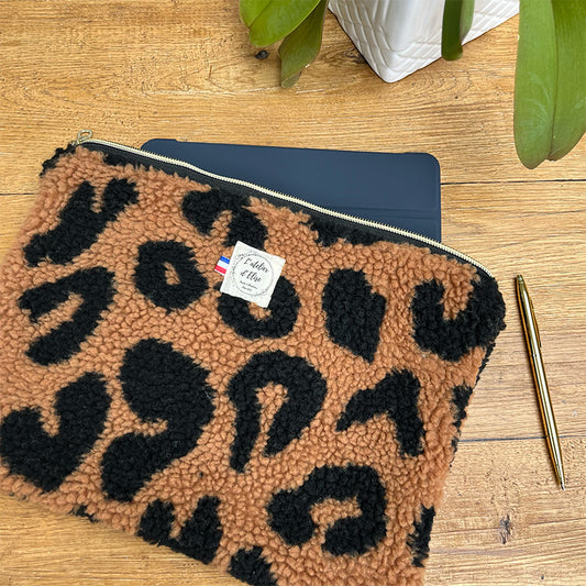 Pochette tablette 13" - Moumoute léopard