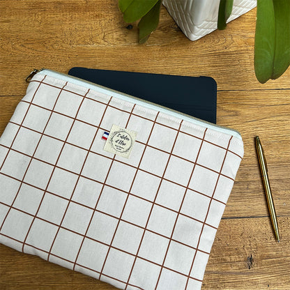 Pochette tablette 13" - Coton quadrillé