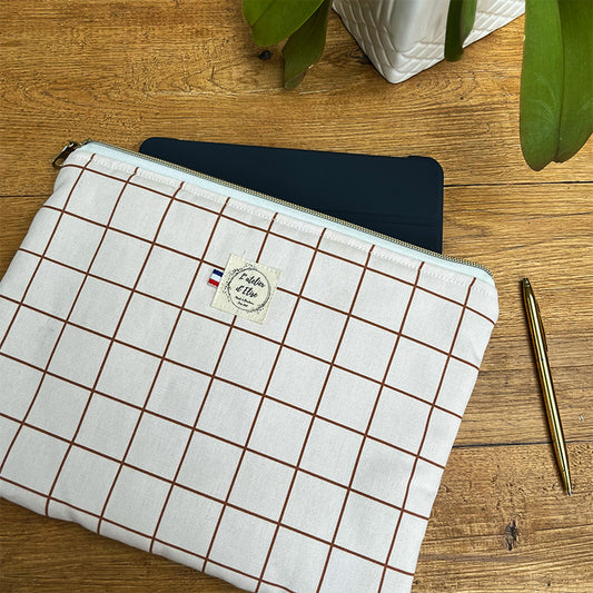 Pochette tablette 13" - Coton quadrillé