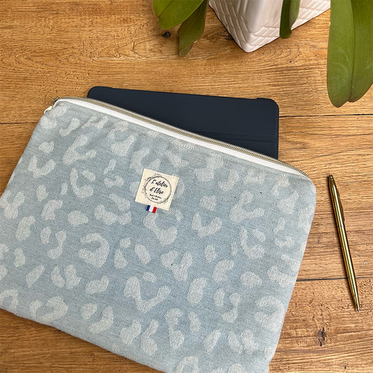 Pochette tablette 13" - Jean léopard