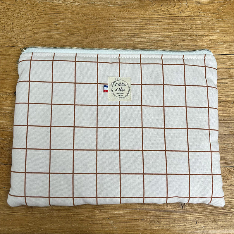 Pochette tablette 13" - Coton quadrillé