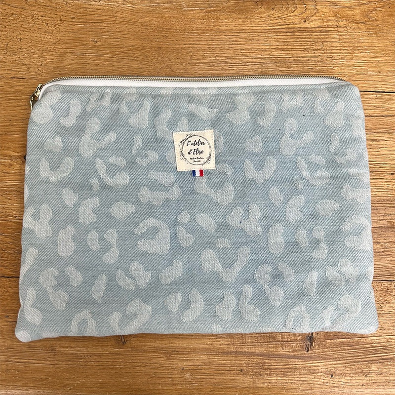 Pochette tablette 13" - Jean léopard