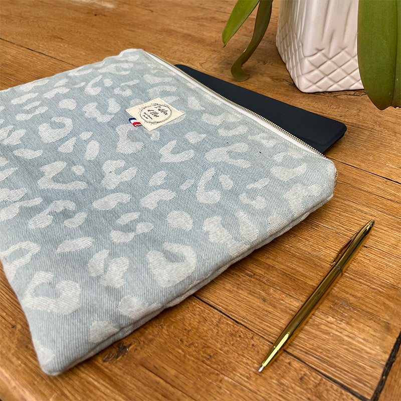 Pochette tablette 13" - Jean léopard