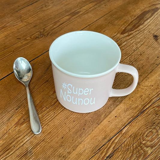 Tasse message céramique - #Super nounou