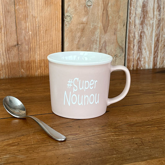 Tasse message céramique - #Super nounou