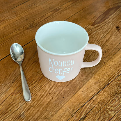 Tasse message céramique - Nounou d'enfer