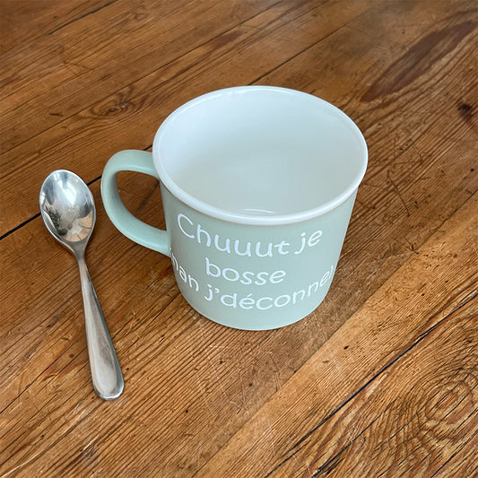 Tasse message céramique - Chuuut je bosse (nan j'déconne)
