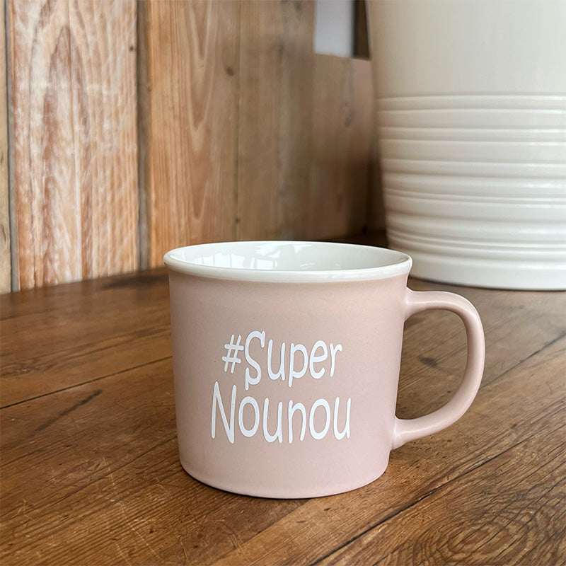 Tasse message céramique - #Super nounou