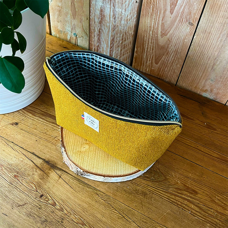 Trousse de toilette imperméable - Jacquard moutarde