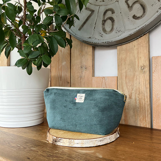 Trousse de toilette imperméable - Velours côtelé vert