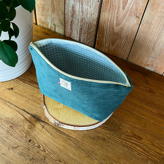 Trousse de toilette imperméable - Velours côtelé vert
